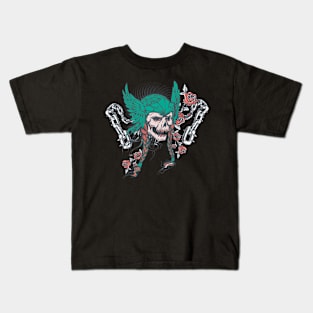 Skull with roses Kids T-Shirt